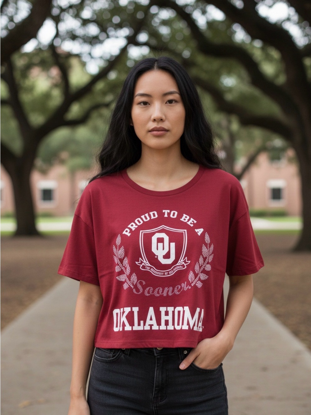 Oklahoma Sooners Maroon Graphic Crop Top